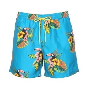 Club‎ Room Mens Toucan Tropical Swim Trunks Aqua Blue Quick Dry, Size M, NWT